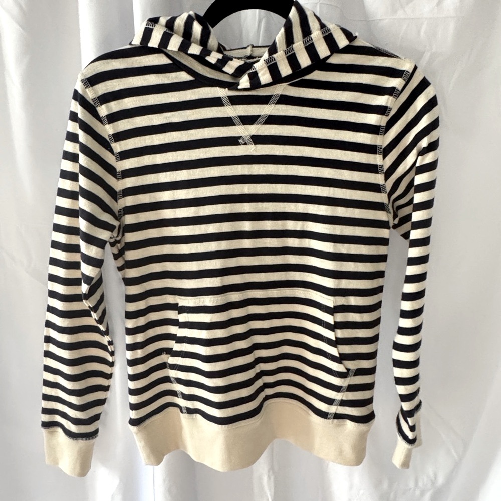 Crewcuts Navy and Cream Striped Hoodie